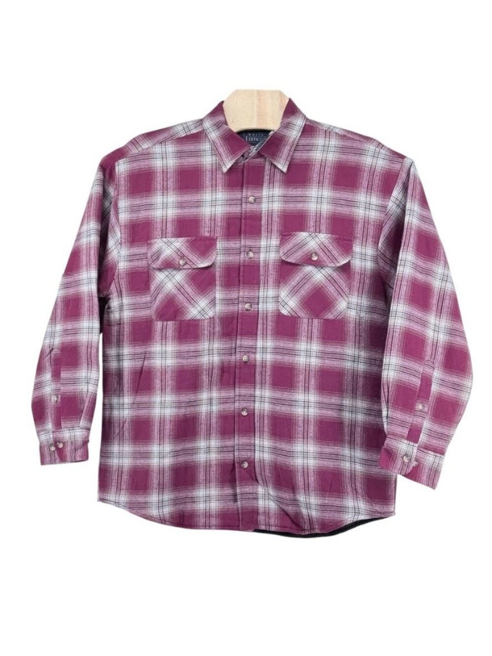 K-Mart Basic Editions Men's M Red White Tan Plaid Lined Insulated Shacket NWT
